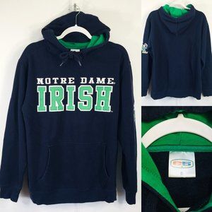 Vtg 90s e5 Small Notre Dame Irish Hoodie Blue LS